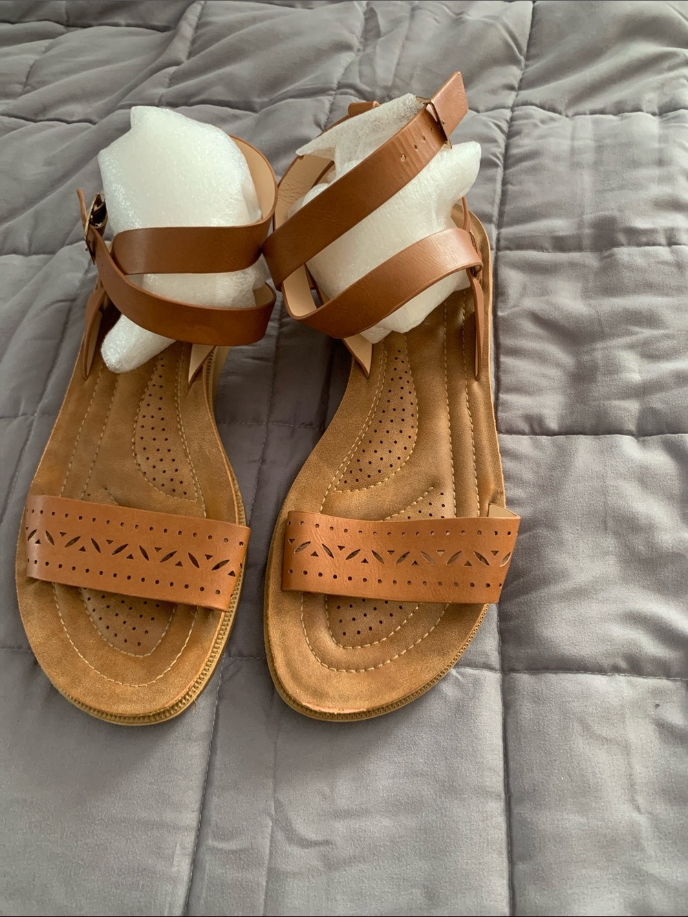 Women’s Tan Faux Leather Strappy Sandals